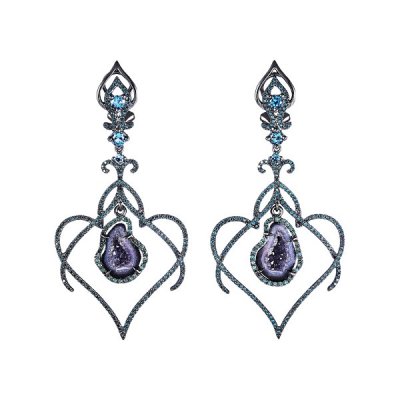 Серьги из золота с бриллиантом и топазом (Арт.me31458-abl-lnbt-skbt1_b_sr_dl_bt_j_blk)