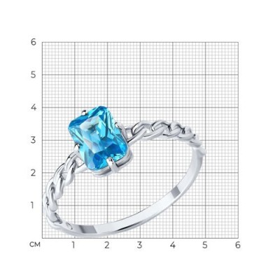 Кольцо из серебра с фианитом «Лазурная Нить» Соколов (арт.94014255)