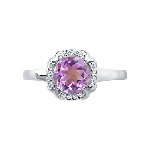 Кольцо из серебра с аметистом и фианитами (Арт.92011518)