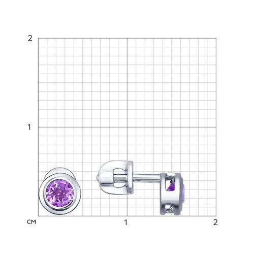 Серьги-пусеты из серебра с аметистами (Арт.92021085)