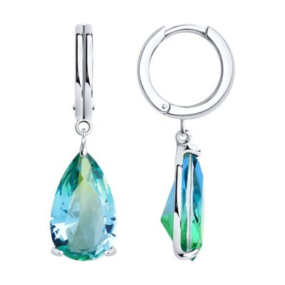 Серьги из серебра с ситаллом «Морская Капля» SOKOLOV (арт.92022814)