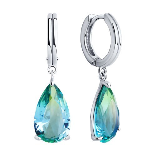 Серьги из серебра с ситаллом «Морская Капля» SOKOLOV (арт.92022814)