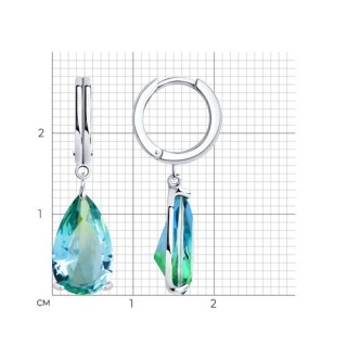 Серьги из серебра с ситаллом «Морская Капля» SOKOLOV (арт.92022814)