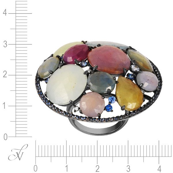 Кольцо из золота с бриллиантом и корундом (Арт.r01380k_sm_cr_blk)