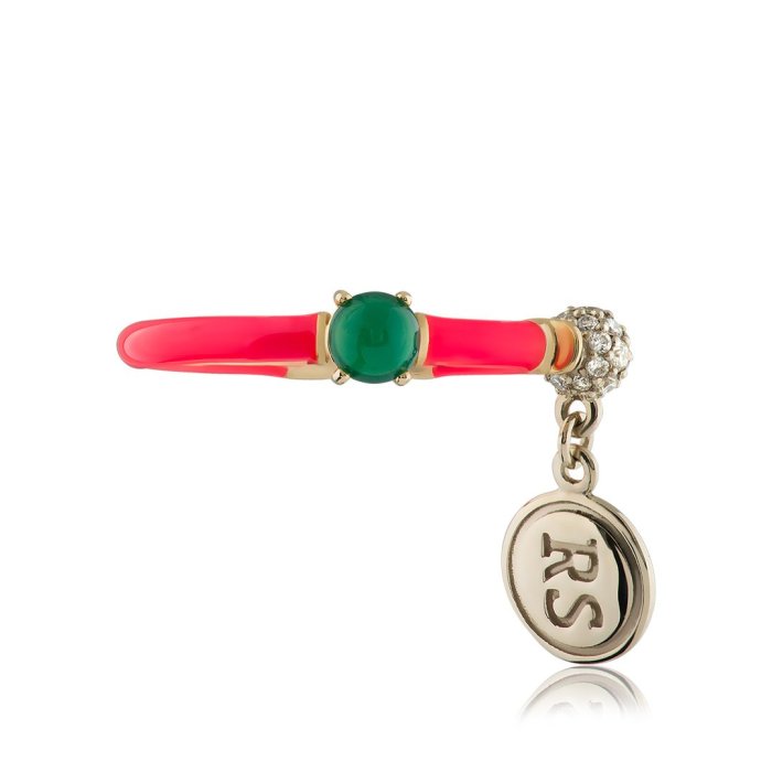 Кольцо золото с бриллиантами и хризопразом «Город огней» Русские самоцветы (арт.95686)