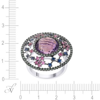 Кольцо с аметистом, сапфирами и бриллиантами «Сад Амелии» JVG (арт.RG-31615)