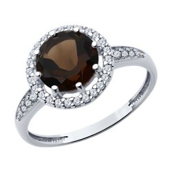 Кольцо из серебра с раухтопазом и фианитами (Арт.94-310-02052-4)