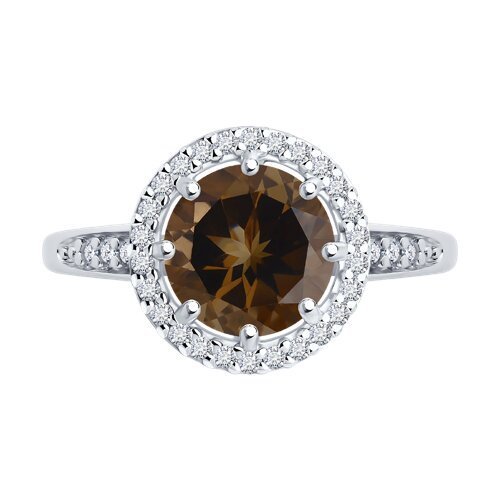 Кольцо из серебра с раухтопазом и фианитами (Арт.94-310-02052-4)