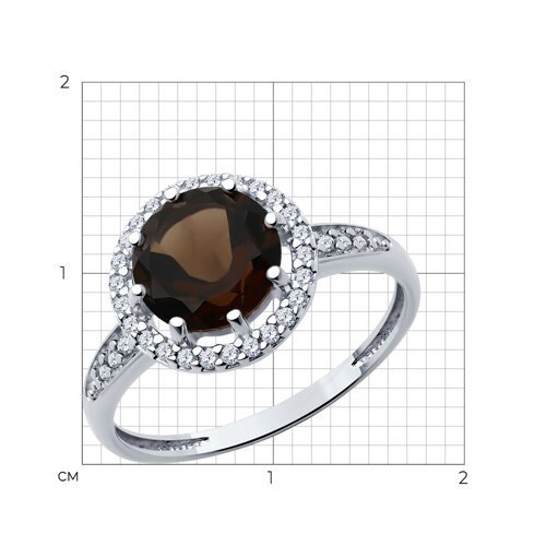 Кольцо из серебра с раухтопазом и фианитами (Арт.94-310-02052-4)