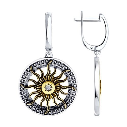 Серьги из золочёного серебра с фианитами (Арт.95020126)