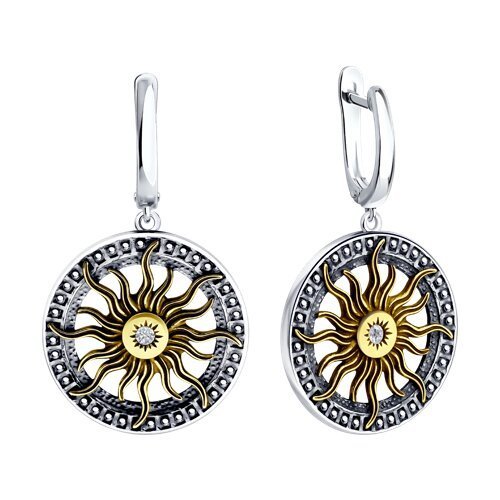 Серьги из золочёного серебра с фианитами (Арт.95020126)