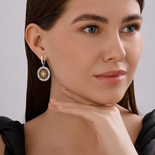 Серьги из золочёного серебра с фианитами (Арт.95020126)