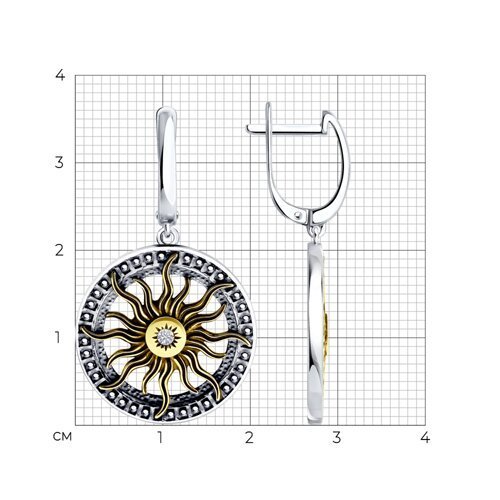 Серьги из золочёного серебра с фианитами (Арт.95020126)