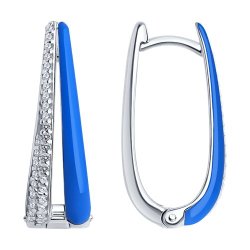 Серьги из серебра с фианитами и эмалью (Арт.94-120-01810-2)