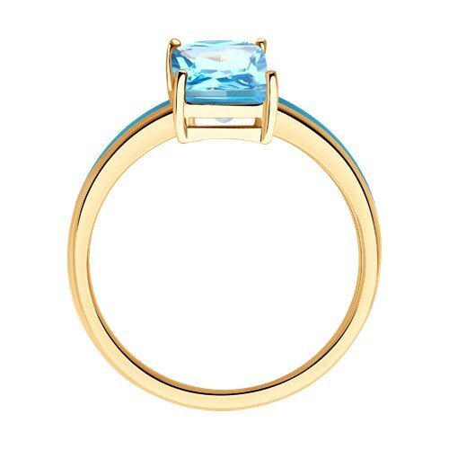 Кольцо золотое с топазом и эмалью «Лазурный мираж» SOKOLOV (арт.51-310-02171-1)