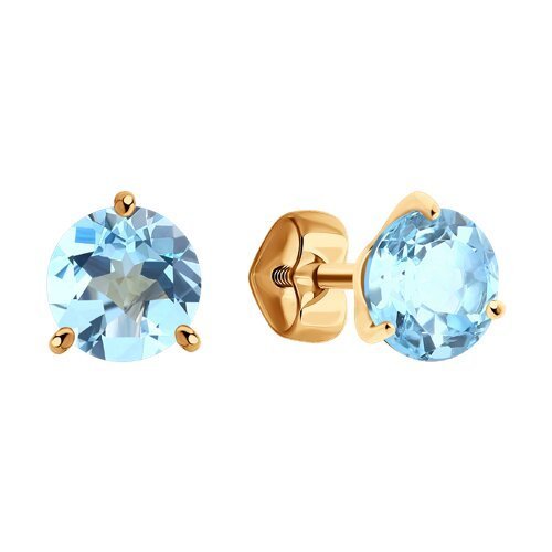 Серьги пусеты золотые пробы 585 с топазом (Арт.51-322-01699-6)