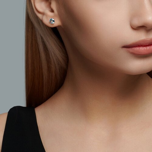 Серьги пусеты золотые пробы 585 с топазом (Арт.51-322-01699-6)