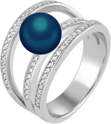 Кольцо из серебра с жемчугом и кристаллом swarovski (Арт.ahr-2-8-22-s-52)