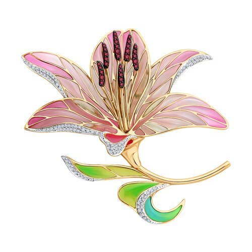 Брошь из золота с миксом камней (Арт.6049033)