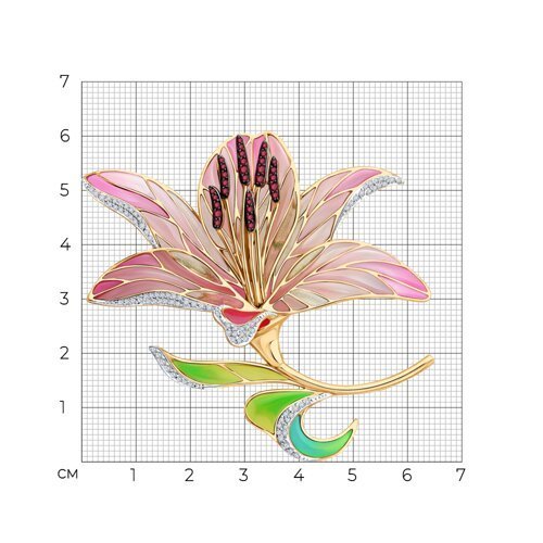 Брошь из золота с миксом камней (Арт.6049033)