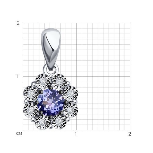 Подвеска из белого золота с бриллиантами и танзанитом (Арт.52-230-01817-2)