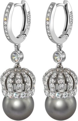 Серьги из серебра с жемчугом и куб. цирконием (Арт.cqs-3-10-31-s)