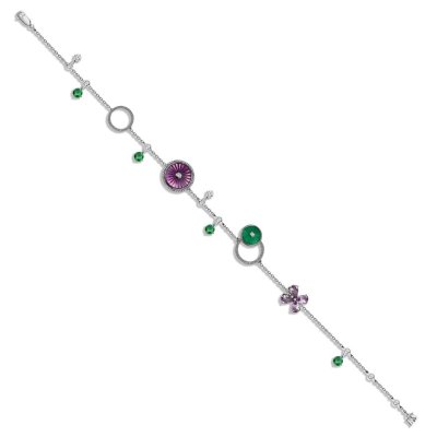 Браслет из золота с бриллиантом и ониксом Русские Самоцветы (Арт.95855)