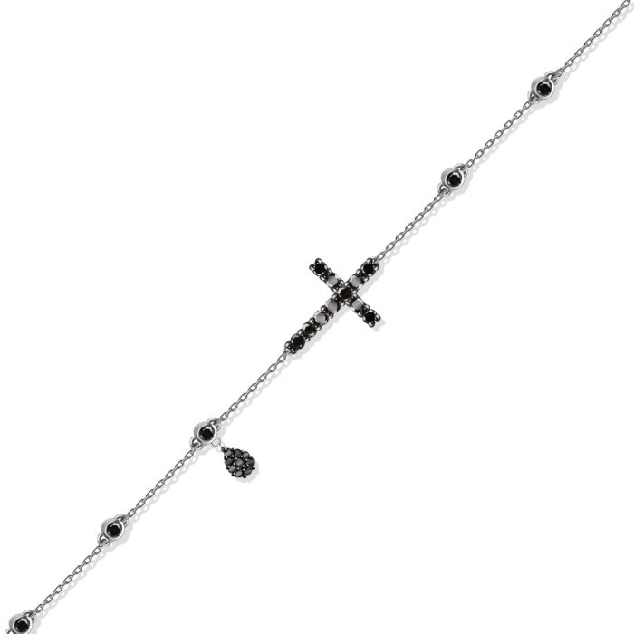 Браслет из золота с бриллиантом и ониксом Русские Самоцветы (Арт.95855)