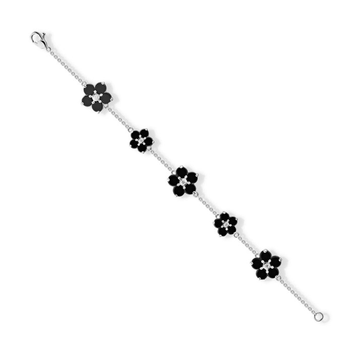 Браслет из золота с бриллиантом и ониксом Русские Самоцветы (Арт.95855)