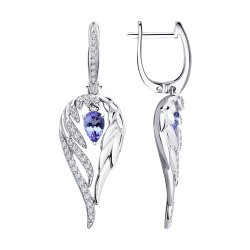 Серьги из белого золота с бриллиантами и танзанитами (Арт.6024361-3)