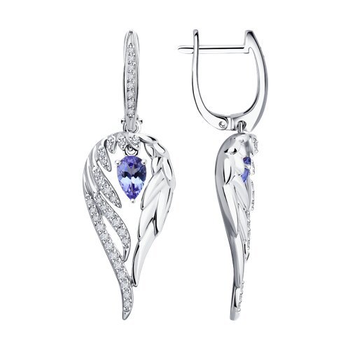 Серьги из белого золота с бриллиантами и танзанитами (Арт.6024361-3)