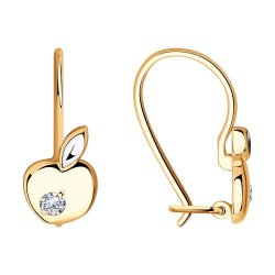 Серьги из золота с алмазной гранью с фианитами (Арт.025256)