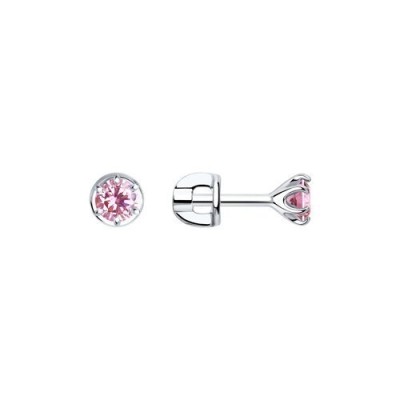 Серьги из серебра с фианитом «Нежный Розовый Луч» Соколов (арт.94023122)