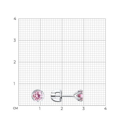 Серьги из серебра с фианитом «Нежный Розовый Луч» Соколов (арт.94023122)