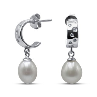Серьги серебряные с жемчугом «Крылья мечты» Myjewels (арт.0222)