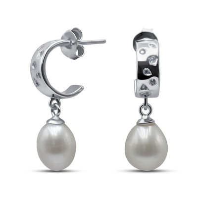 Серьги серебряные с жемчугом «Крылья мечты» Myjewels (арт.0222)