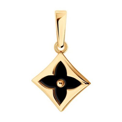 Кулон золотой с ониксом «Ночная Флер» Соколов (арт.732968)