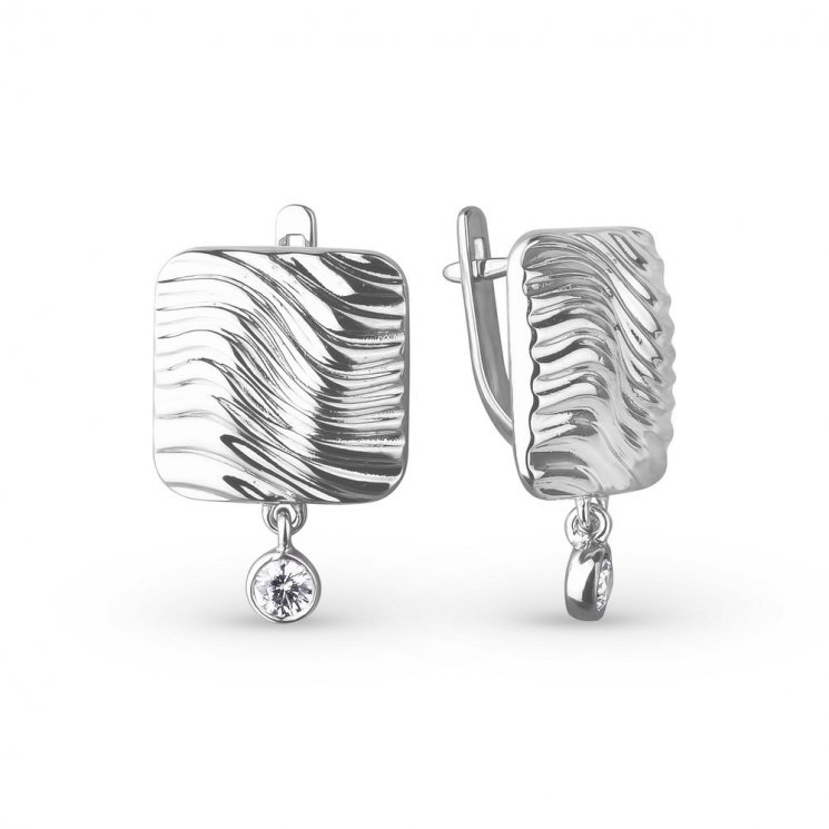 Серебряные серьги с фианитом Костромской ювелирный завод 42010129