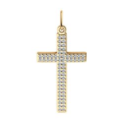 Крест из золота c фианитами в два ряда (Арт.033934)