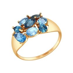 Кольцо золотое пробы 585 с миксом камней (Арт.714680)