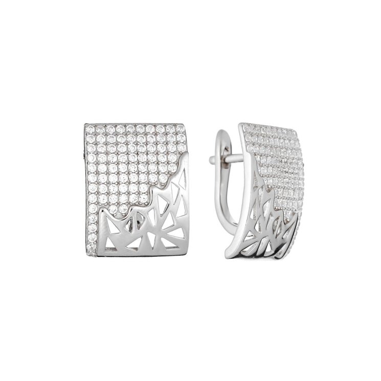 Серьги из серебра с фианитом (Арт.cz-e02585-x-w-x-x-w)