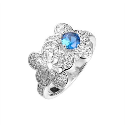 Кольцо из серебра с фианитом и шпинелью (Арт.cz-r05264-x-w-tb-x-w)