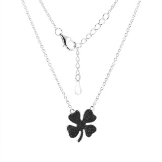 Ожерелье серебряное с черной вставкой «Universe Clover» Fresh Jewelry (арт.Gl-N02651-X-W-X-X-B)
