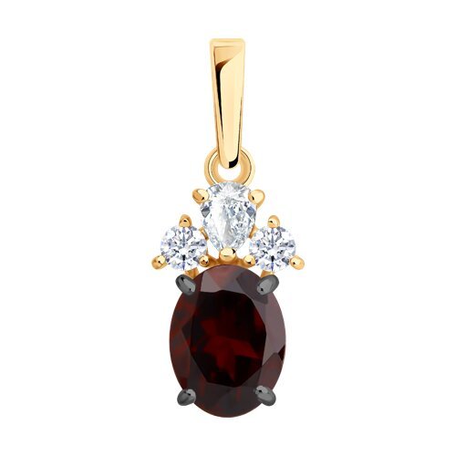 Подвеска из золочёного серебра с гранатом и фианитами (Арт.92030832)
