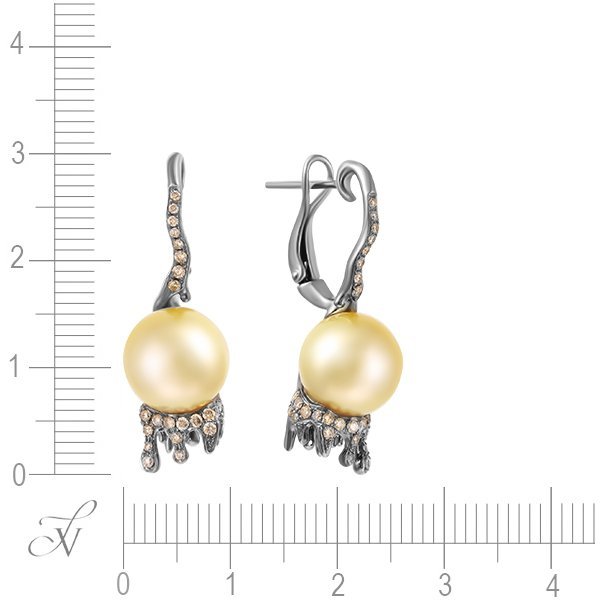 Серьги из золота с бриллиантом и жемчугом (Арт.456754_dn_gnwp_blk)