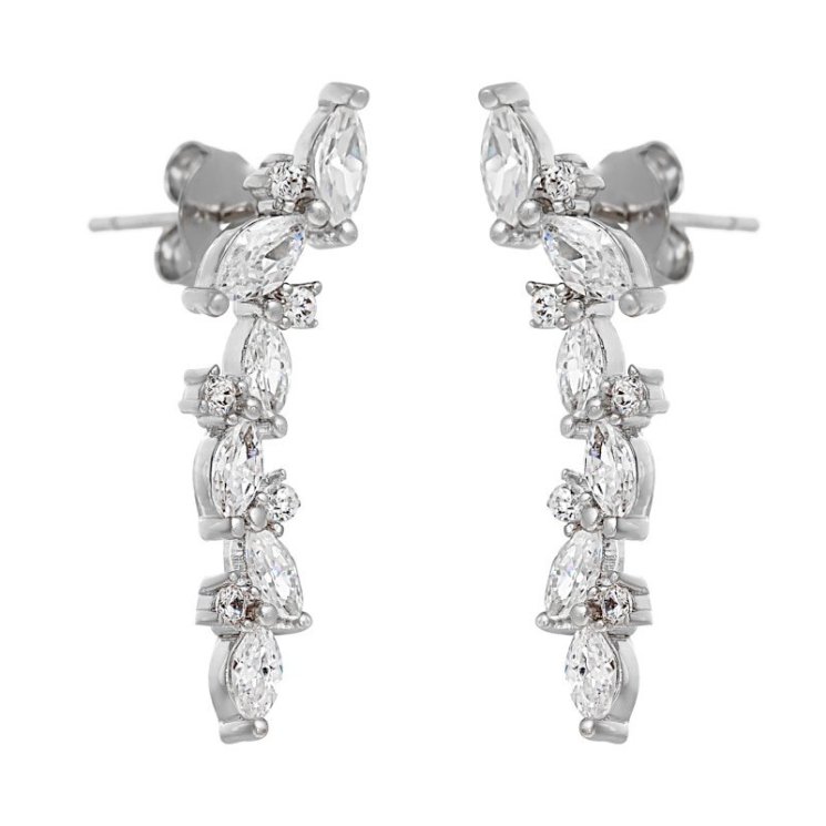 Серьги из серебра с фианитом (Арт.hl-e334322-x-w-x-x-w)