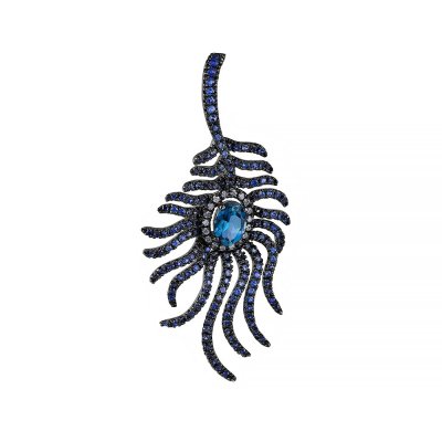 Кулон из золота с бриллиантом и сапфиром (Арт.aasp3213_pd_sa_lt_blk)