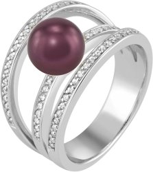 Кольцо из серебра с жемчугом и кристаллом swarovski (Арт.ahr-2-8-18-s)