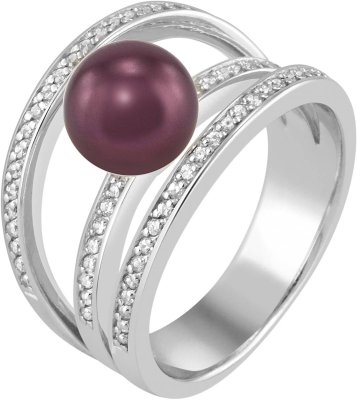 Кольцо из серебра с жемчугом и куб. цирконием (Арт.ahr-2-8-18-s)