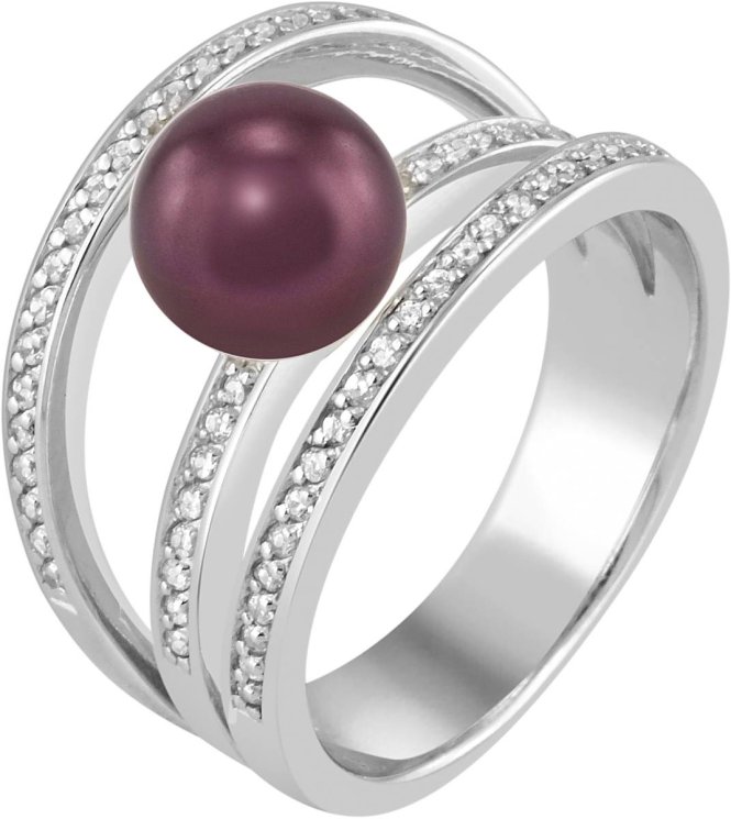 Кольцо из серебра с жемчугом и кристаллом swarovski (Арт.ahr-2-8-18-s)